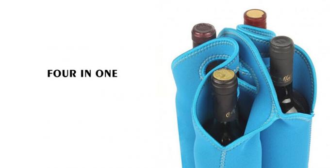 Материал держателя бутылки вина неопрена сумки охладителя бутылки 4 бутылок эко- дружелюбный